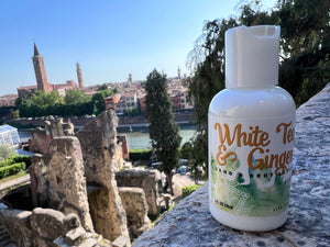 White Tea & Ginger Hand & Body Lotion in 2 oz travel size bottle