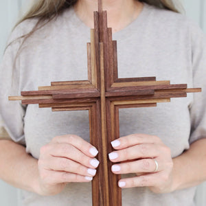 Walnut Layered Cross by Dennehey Design Co., religious items main product photo