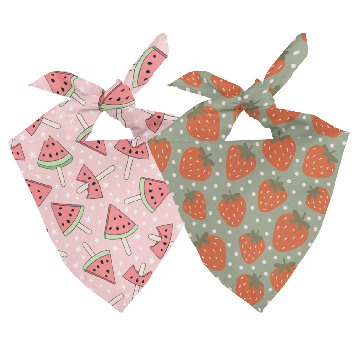 Watermelon & Strawberry Reversible Dog Bandana & Matching Scrunchie Set