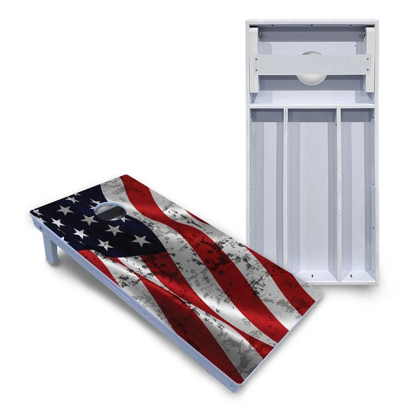 Wavy Distressed Flag Cornhole Boards - All Weather Series Cornhole Solutions