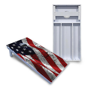 Wavy Distressed Flag Cornhole Boards - All Weather Series Cornhole Solutions