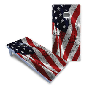 Wavy Distressed Flag Cornhole Boards - All Weather Series Cornhole Solutions