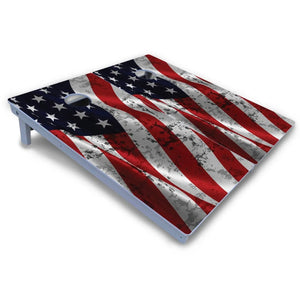 Wavy Distressed Flag Cornhole Boards - All Weather Series Cornhole Solutions