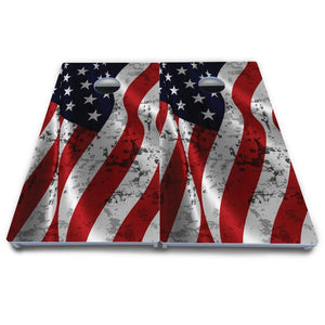 Wavy Distressed Flag Cornhole Boards - All Weather Series Cornhole Solutions