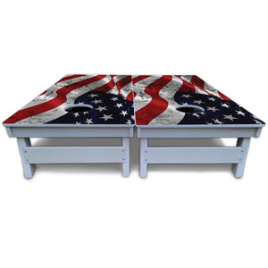 Wavy Distressed Flag Cornhole Boards - All Weather Series Cornhole Solutions