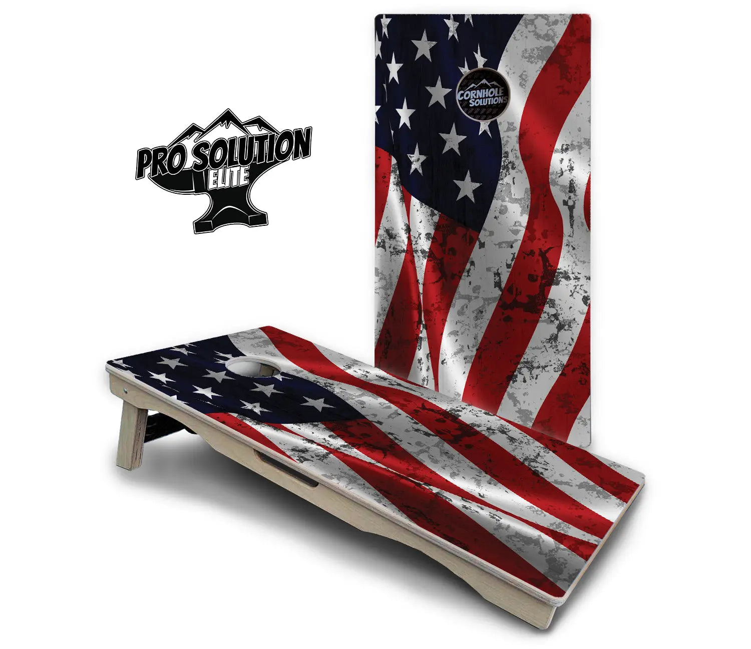 Wavy Distressed Flag Cornhole Boards - Pro Solution Elite Series by Cornhole Solutions, custom cornhole board detail photo 2