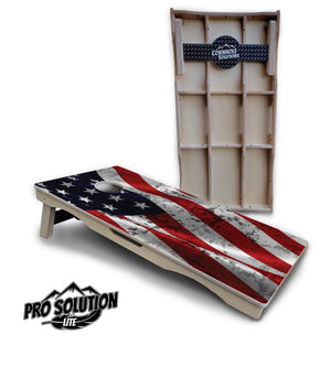 Wavy Distressed Flag Cornhole Boards - Pro Solution Lite Series Cornhole Solutions