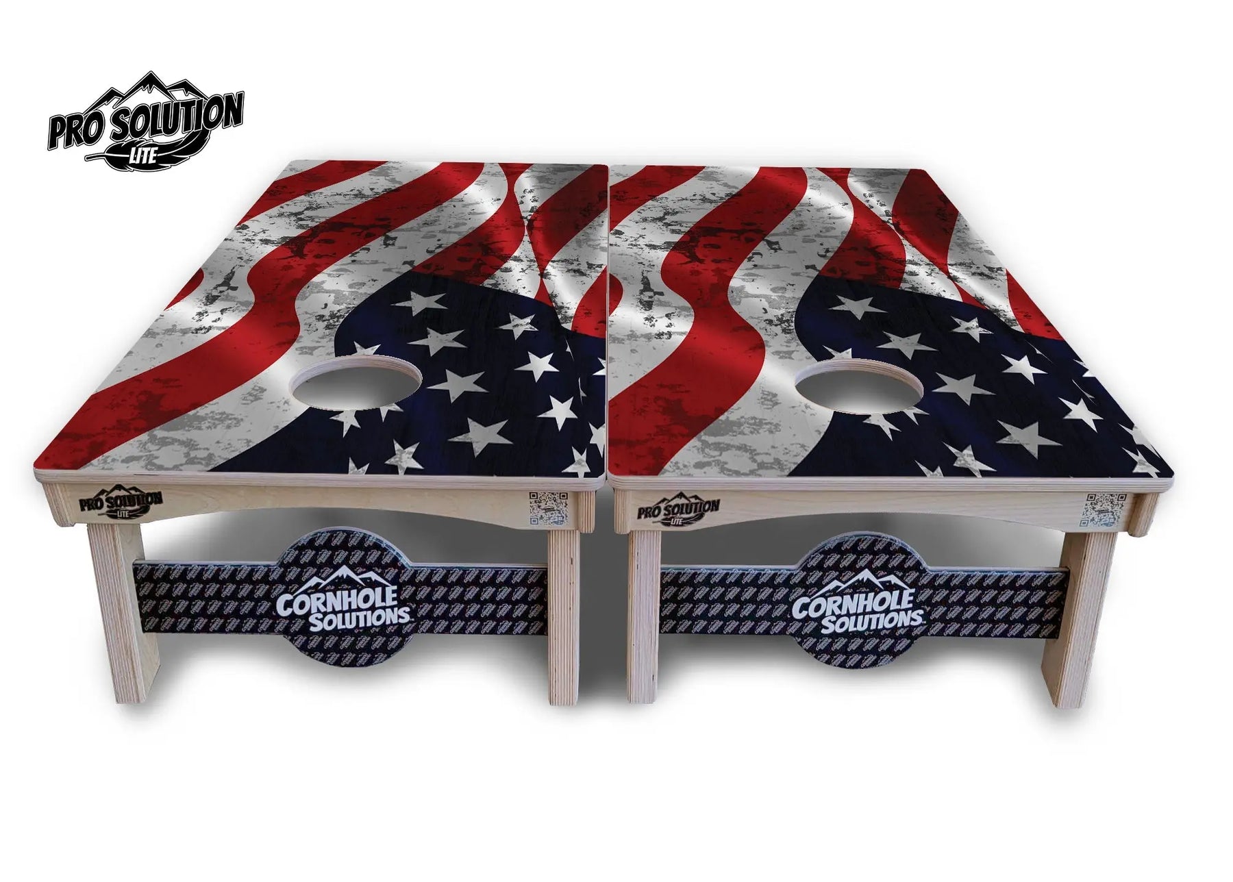 Wavy Distressed Flag Cornhole Boards - Pro Solution Lite Series Cornhole Solutions