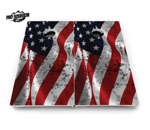 Wavy Distressed Flag Cornhole Boards - Pro Solution Lite Series Cornhole Solutions