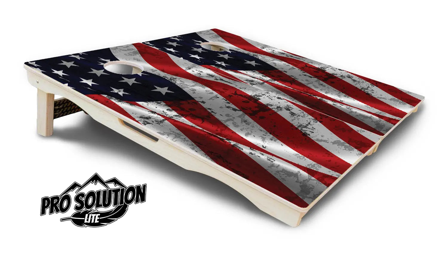 Wavy Distressed Flag Cornhole Boards - Pro Solution Lite Series Cornhole Solutions