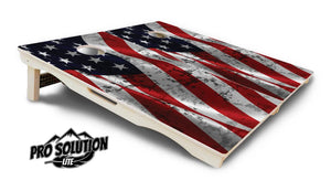 Wavy Distressed Flag Cornhole Boards - Pro Solution Lite Series Cornhole Solutions