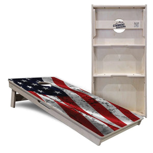 Wavy Distressed Flag Cornhole Boards - Professional Tournament Series by Cornhole Solutions, custom cornhole board detail photo 5