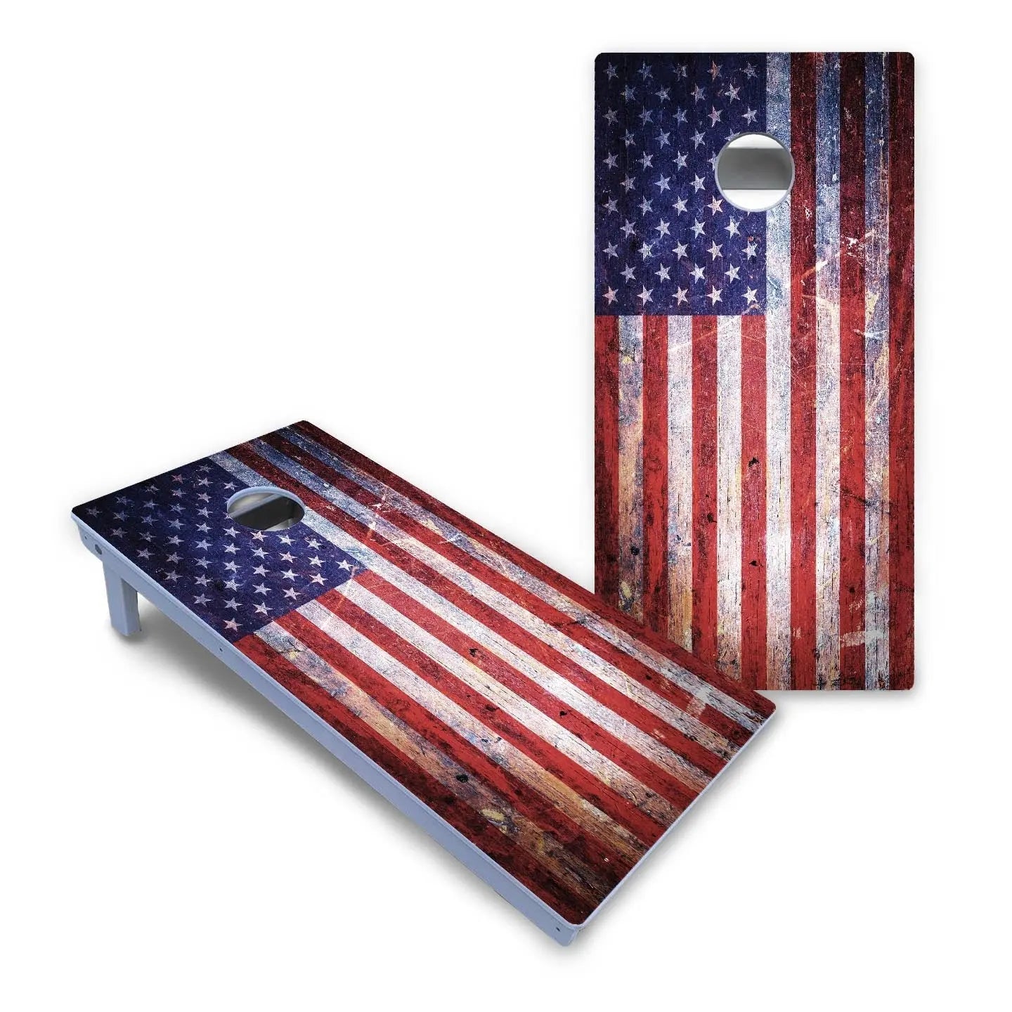 Weathered Flag Cornhole Boards - All Weather Series by Cornhole Solutions, custom cornhole board detail photo 2