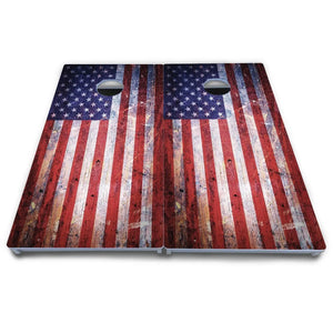 Weathered Flag Cornhole Boards - All Weather Series by Cornhole Solutions, custom cornhole board detail photo 4