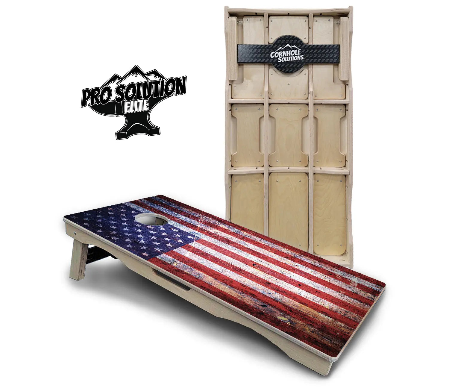 Weathered Flag Cornhole Boards - Pro Solution Elite Series by Cornhole Solutions, custom cornhole board main product photo