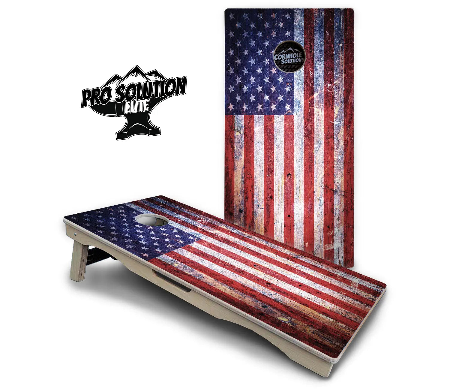 Weathered Flag Cornhole Boards - Pro Solution Elite Series by Cornhole Solutions, custom cornhole board detail photo 2