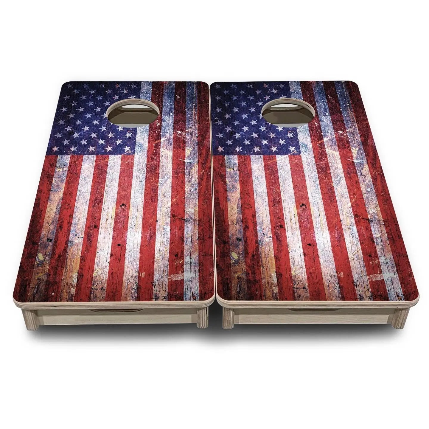 Weathered Flag - Mini or Vacation Size Cornhole Boards by Cornhole Solutions, custom cornhole board detail photo 2