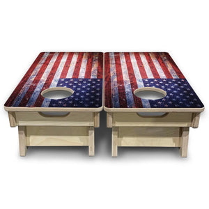 Weathered Flag - Mini or Vacation Size Cornhole Boards by Cornhole Solutions, custom cornhole board detail photo 4