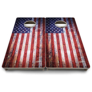 Weathered Flag - Mini or Vacation Size Cornhole Boards by Cornhole Solutions, custom cornhole board detail photo 9