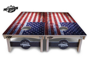 Weathered Flag Cornhole Boards - Pro Solution Lite Series by Cornhole Solutions, custom cornhole board detail photo 3