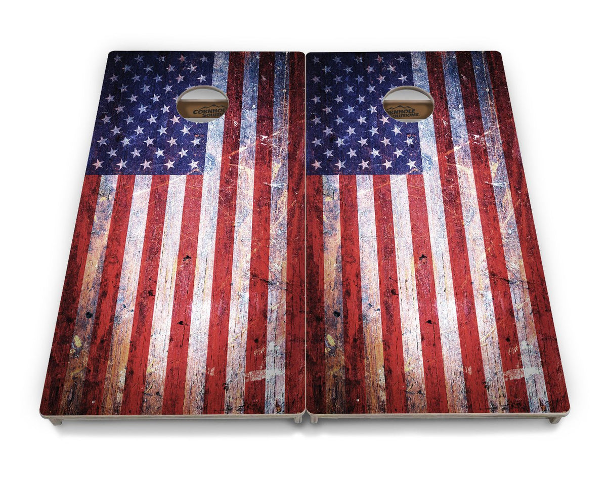 Weathered Flag Cornhole Boards – Tournament Series
