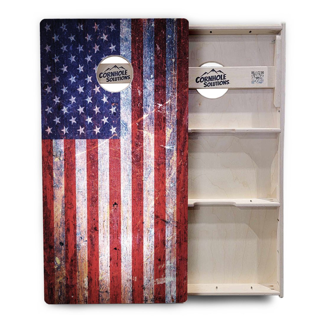 Weathered Flag Cornhole Boards – Tournament Series