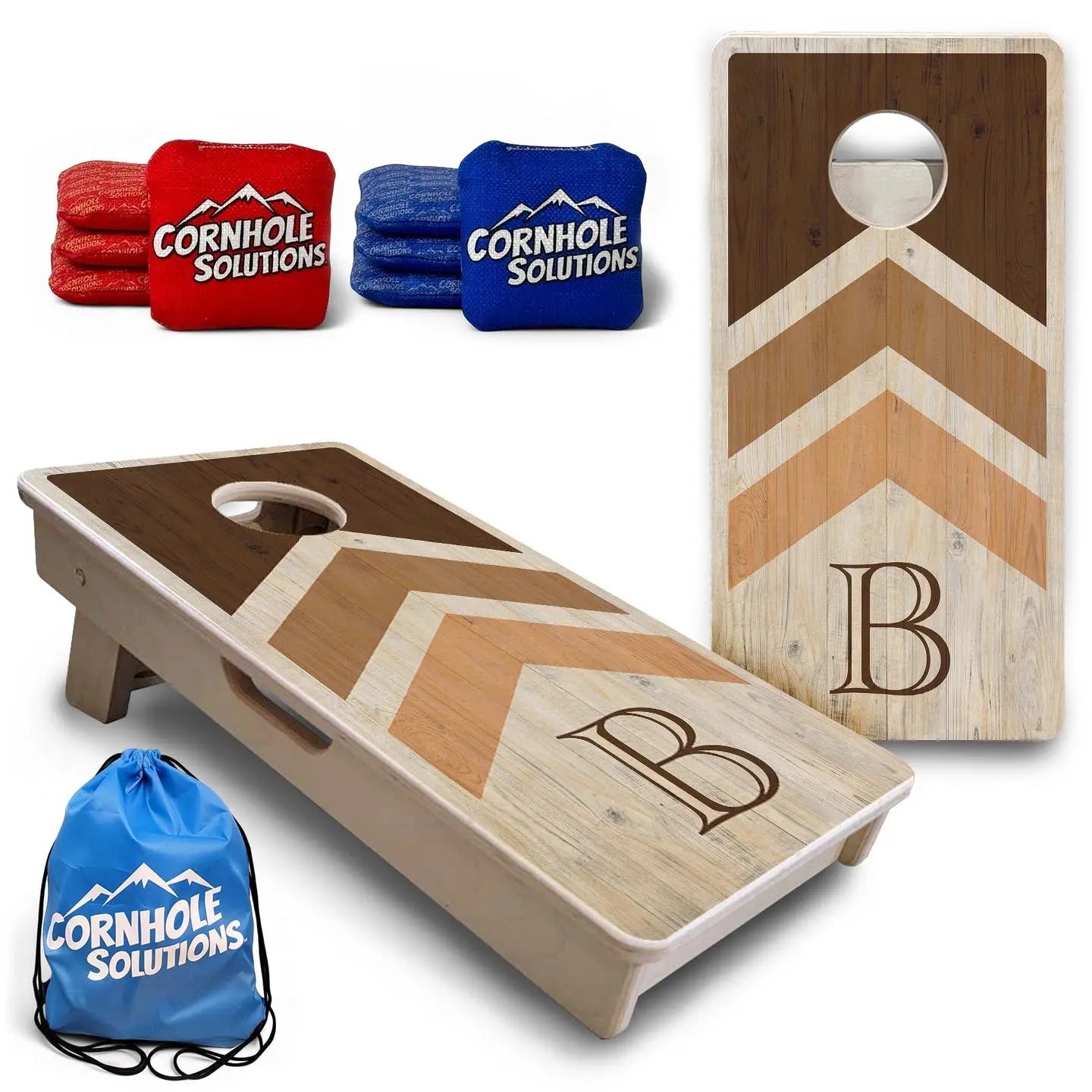 Wedding Arrows - Natural Letter - Mini or Vacation Size Cornhole Boards by Cornhole Solutions, custom cornhole board main product photo