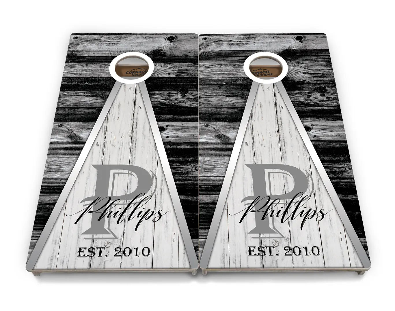 Wedding Triangle Cornhole Boards - Professional Tournament Series by Cornhole Solutions, custom cornhole board detail photo 3