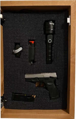 Wood Secure Gun Safe Welcome to our Home Wall Decor (Red Oak)