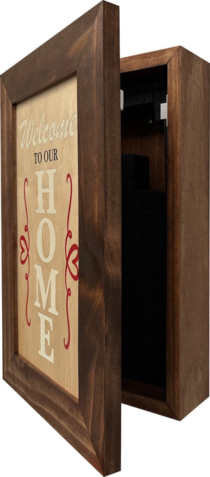 Wood Secure Gun Safe Welcome to our Home Wall Decor (Red Oak)