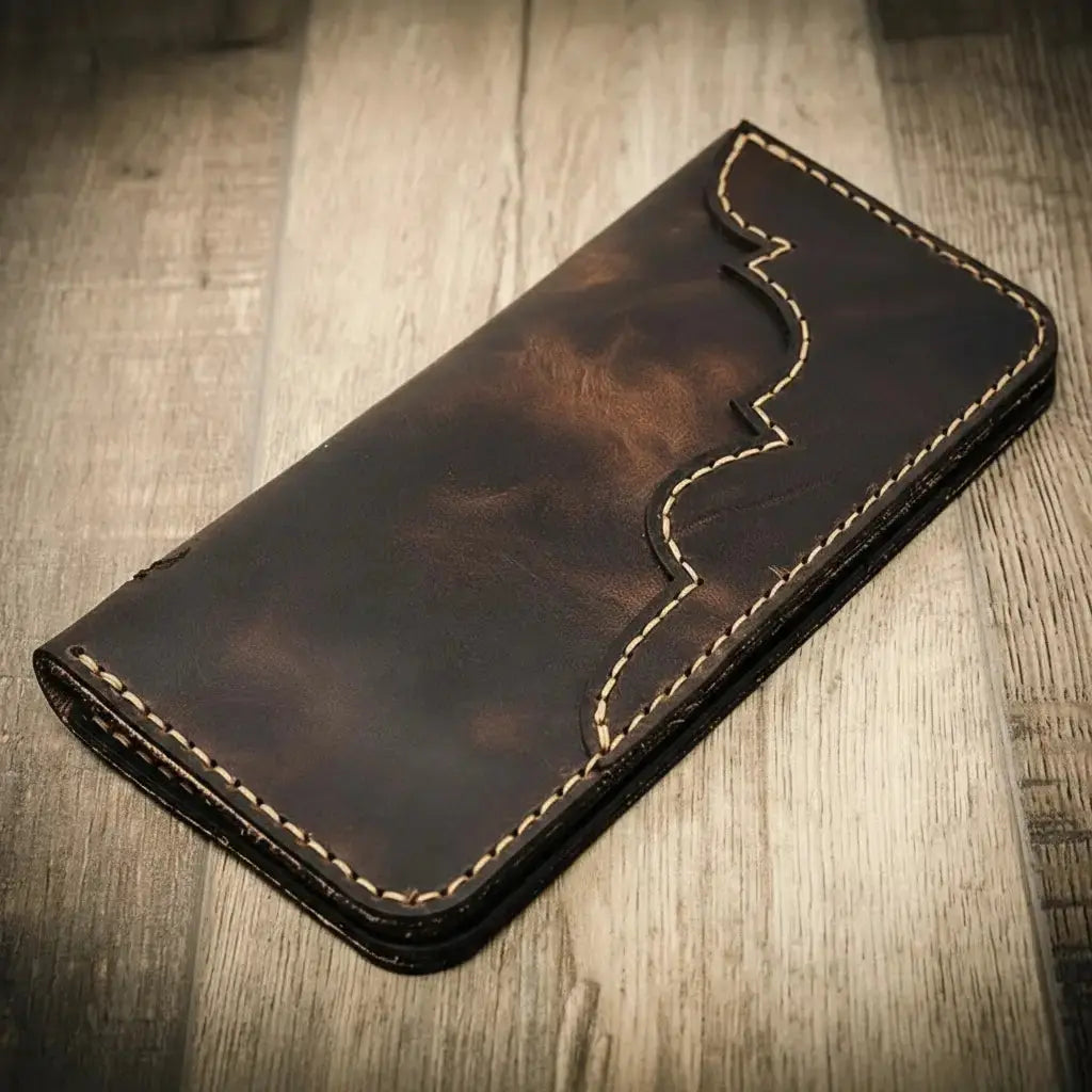 Western Long Wallet back exterior and handcrafted construction