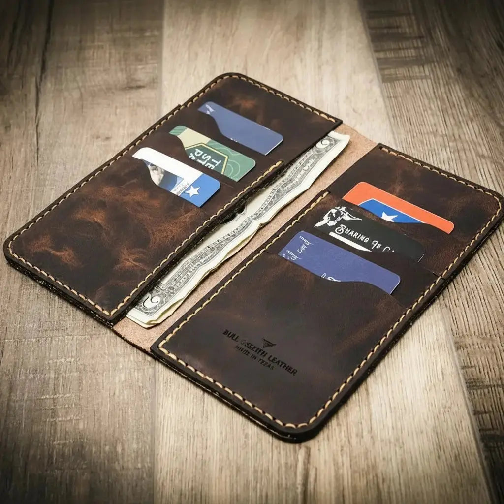 Western Long Wallet opened flat to display its interior layout
