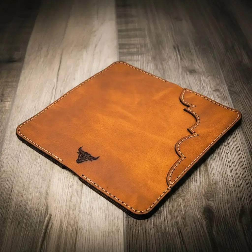Bull Sheath Leather Western Long Wallet with reinforced stitching