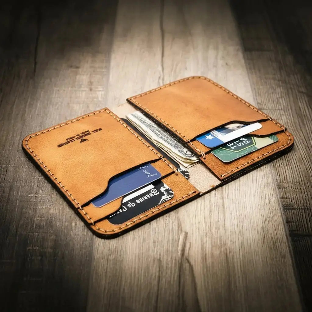 Western Vertical Wallet interior with organized card pockets