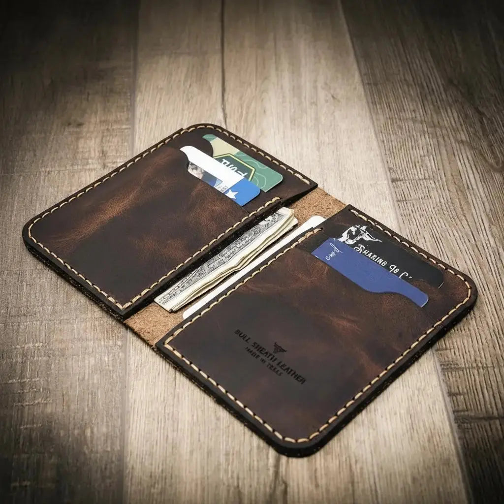 Western Vertical Wallet back exterior and handcrafted construction