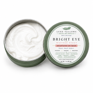 Whipped peony eye cream in a green tin