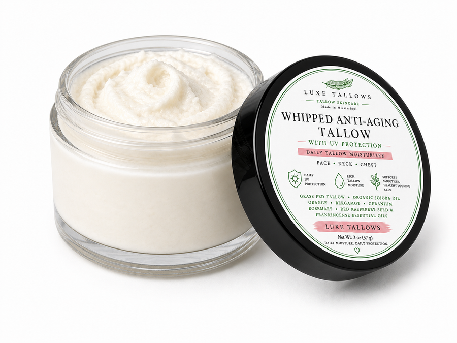 Luxe Tallows Whipped Anti-Aging Tallow with UV Protection — Daily Face Moisturizer | 2 oz