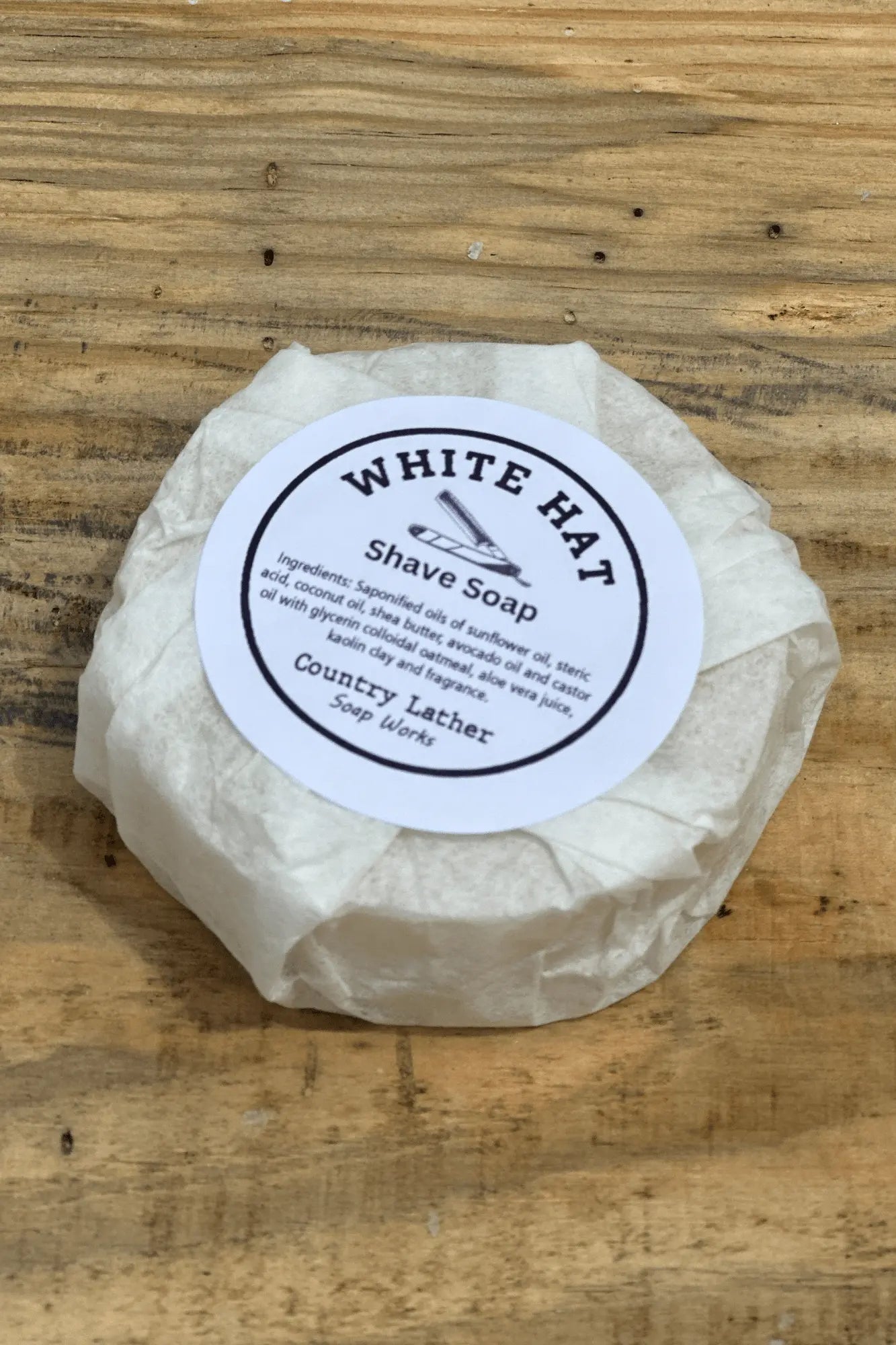 White Hat shave soap by Country Lather Soap Works
