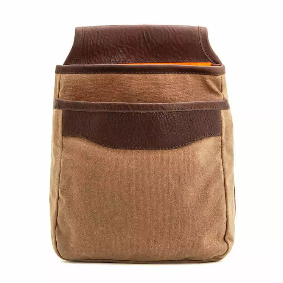 White Wing Waxed Canvas Hunting Double Belt Pouch by Mission Mercantile Leather Goods, handmade leather goods main product photo