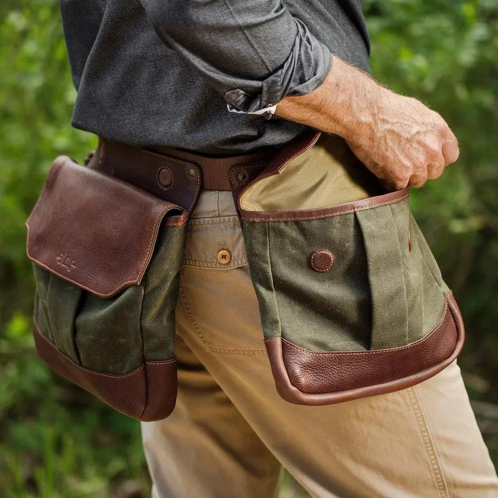White Wing Waxed Canvas Hunting Heritage Bird Bag Trio by Mission Mercantile Leather Goods, handmade leather goods detail photo 2