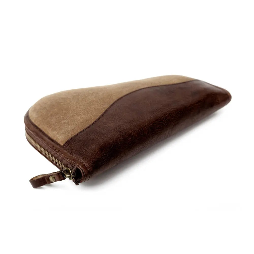 White Wing Waxed Canvas Hunting Pistol Case by Mission Mercantile Leather Goods, handmade leather goods detail photo 7