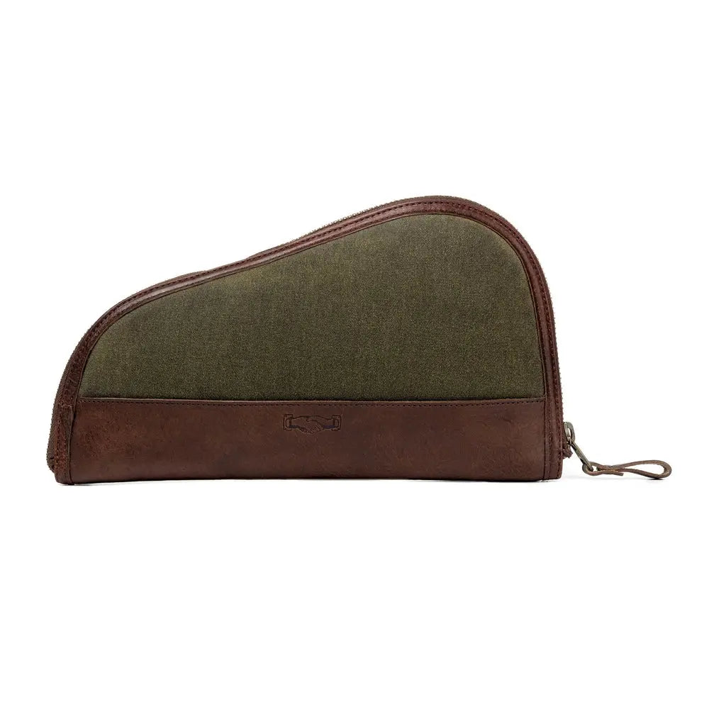 White Wing Waxed Canvas Hunting Pistol Case by Mission Mercantile Leather Goods, handmade leather goods detail photo 12