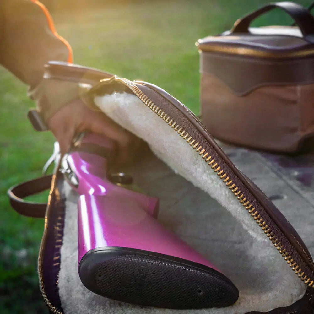 White Wing Waxed Canvas Hunting Shotgun Case by Mission Mercantile Leather Goods, handmade leather goods detail photo 3