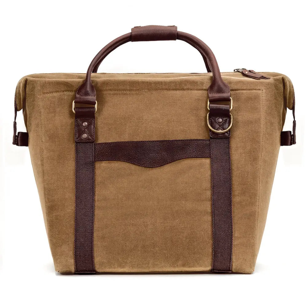 White Wing Waxed Canvas Large Cooler by Mission Mercantile Leather Goods, handmade leather goods detail photo 2