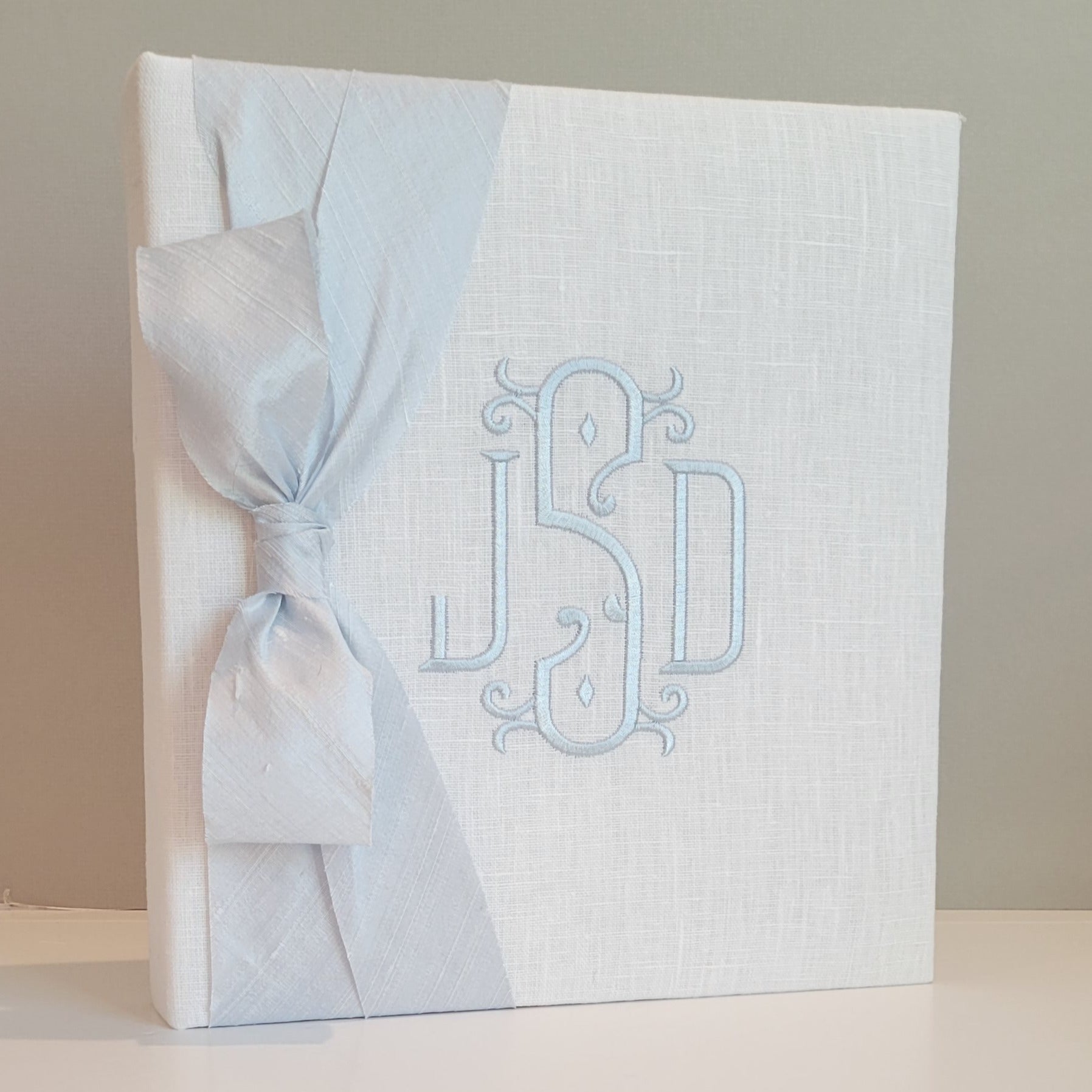 Baby Memory Book - White Linen (w/ SILK Bow) by AP Creations in Tuscaloosa, paper gift main product photo
