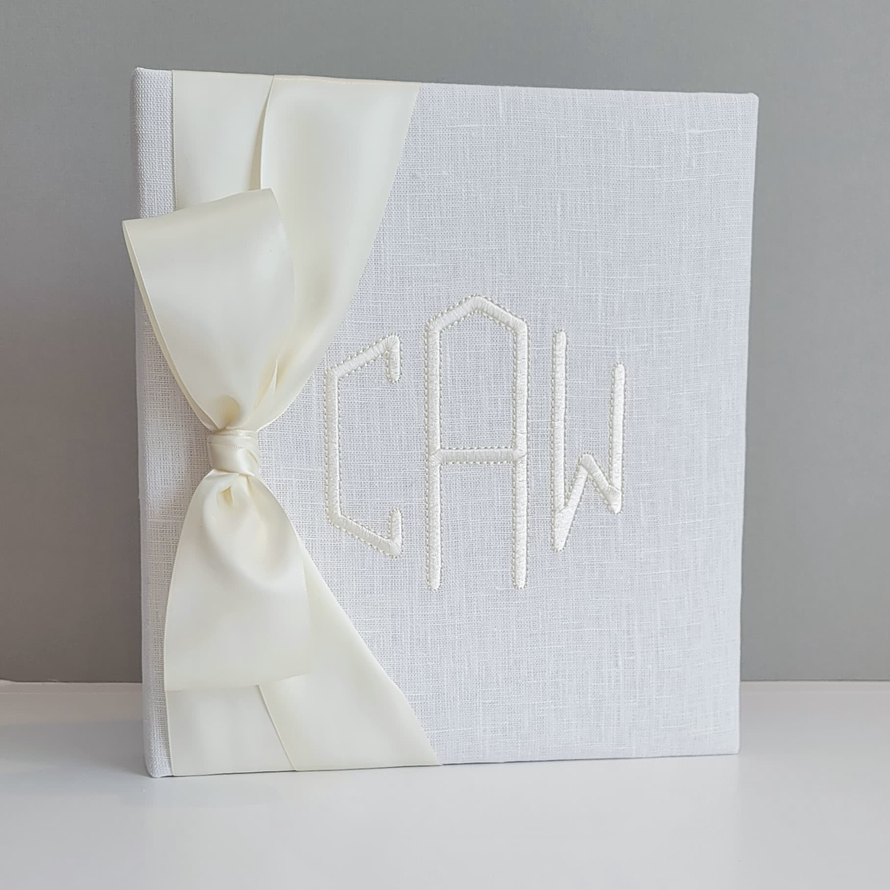 Baby Memory Book - White Linen (w/ SATIN Bow) by AP Creations in Tuscaloosa, paper gift detail photo 2