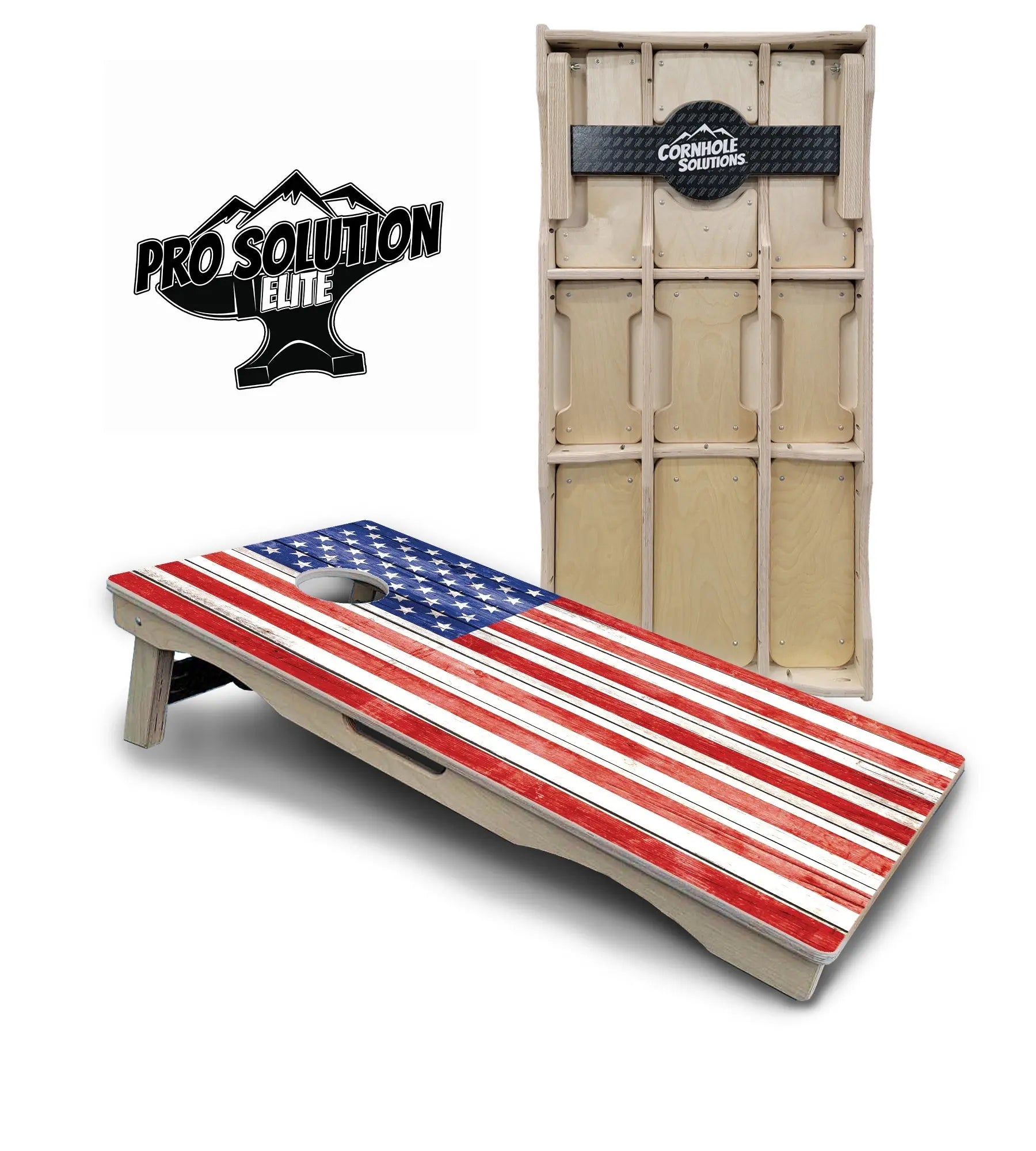Whitewash Flag Cornhole Boards - Pro Solution Elite Series Cornhole Solutions