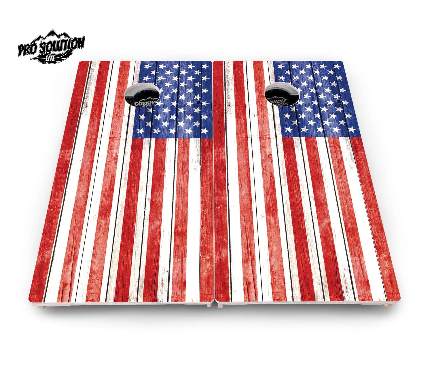 Whitewashed Flag Cornhole Boards - Pro Solution Lite Series by Cornhole Solutions, custom cornhole board detail photo 2
