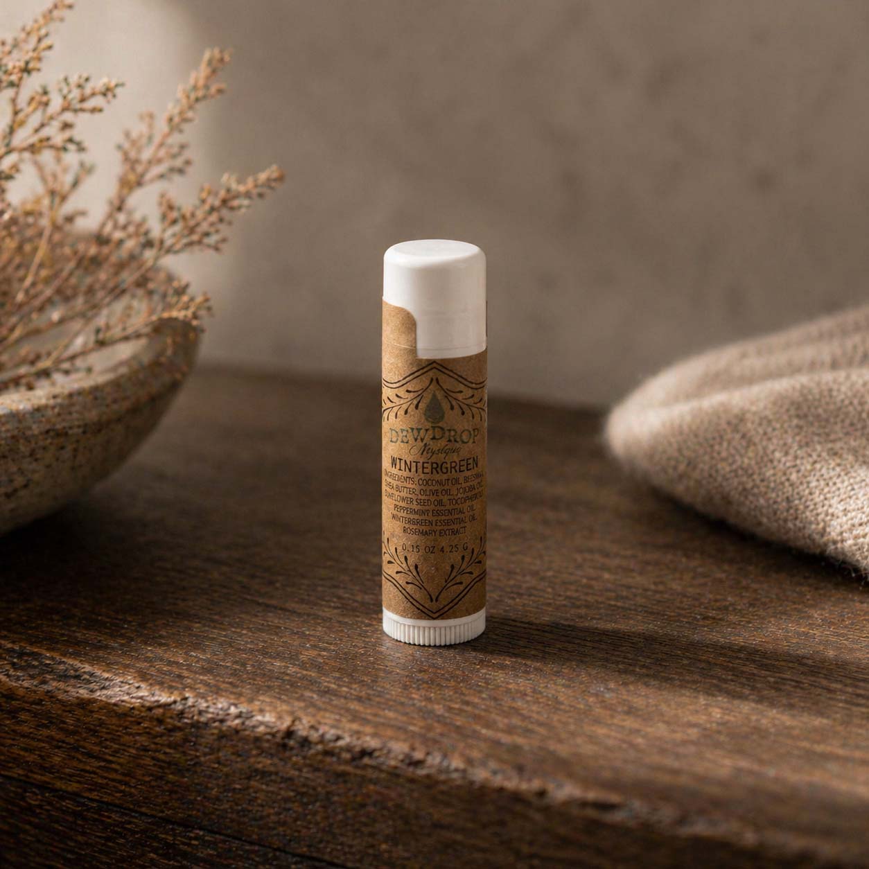 Wintergreen Lip Balm by Dewdrop Mystique LLC, natural skincare main product photo
