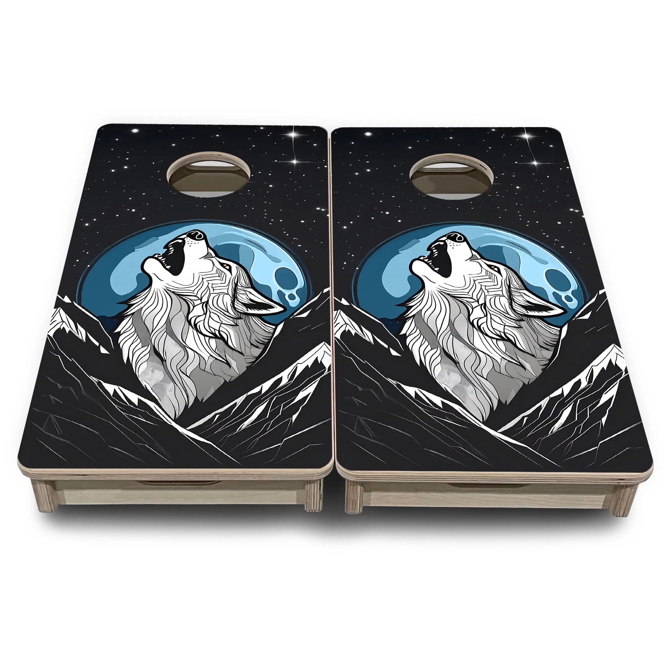 Wolf Howling - Mini or Vacation Size Cornhole Boards by Cornhole Solutions, custom cornhole board detail photo 2